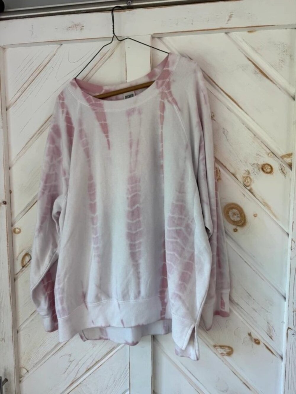 Victoria's Secret PINK White Pink Tie Dye Sweatshirt L